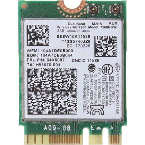 For Intel 7260NGW 7260AC 2.4 & 5G BT4.0 FRU 04X6007 04W3806 WiFi Wireless Card for Thinkpad X250 x240 x240s x230s C26