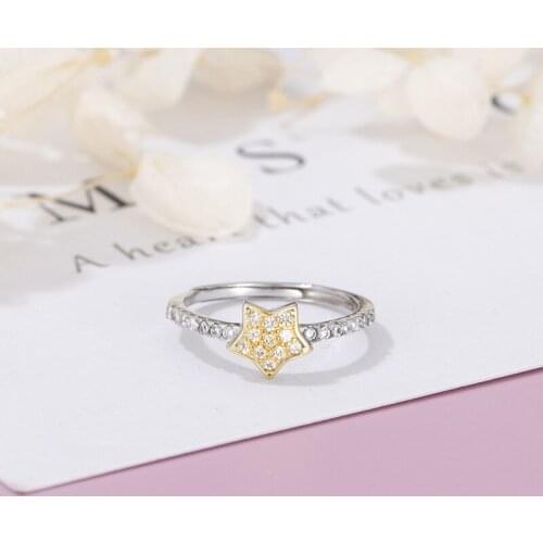 Hot Original design zircon star opening rings 925 sterling silver woman luxury DIY fine jewelry Mothers day gifts Free shipping