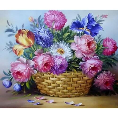 JMINE Div 5D Flower Basket peony Full Diamond Painting cross stitch kits art High Quality Floral 3D paint by diamonds