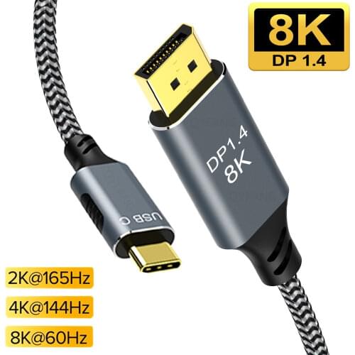 USB C to DisplayPort Cable 8K DP Type C 3.1 to Display port 1.4 Cable Thunderbolt 3 to 8K DP For MacBook Pro Samsung S21 Huawei