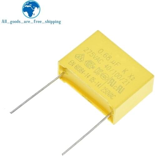 10pcs 0.68uF capacitor X2 capacitor 275VAC 680NF Pitch 22mm X2 Polypropylene film capacitor 0.68uF