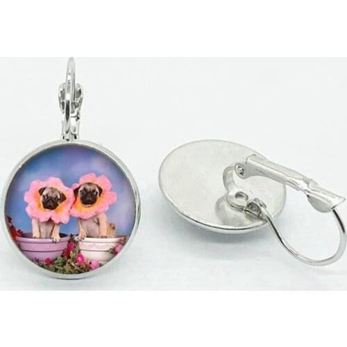Fashion Cute Animal Cartoon Style Glass Earrings Cute Animal Pug Earrings Gift Jewelry For Kids Kids