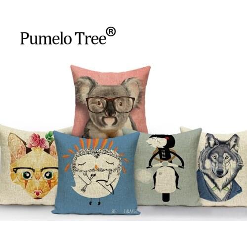 Cartoon animal cushion cover outdoor cushions Custom throw pillows cushion fox pillowcase decorative Dropshipping cushion cover