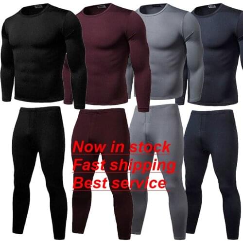 Mens Thermal Underwear Ultra-Soft High-Elastic Long Johns Skiing Warm Top & Bottom 2 Piece Outfits