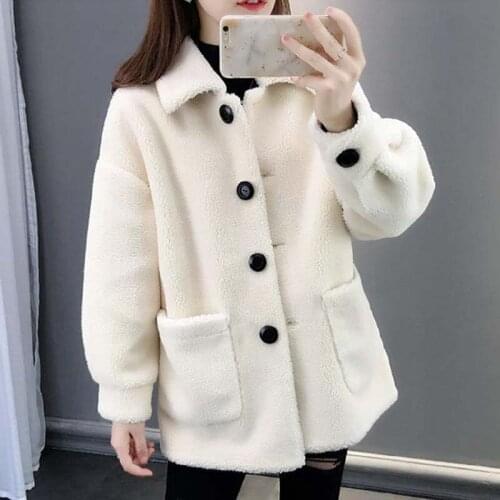 2021 New Winter Lamb Wool Coat Coat Womens Mink Velvet Jacket Top Womens Elegant Loose Cardigan Coat Pure Color Coat