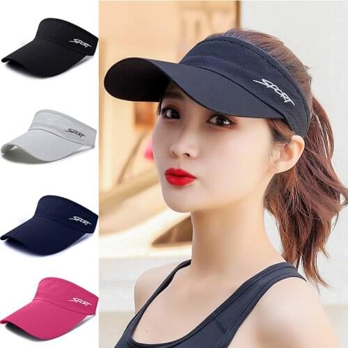 Solid Color Empty Top Hat for Women Letter Print Summer Outdoor Sports Baseball Caps Long Birm Unisex Adjustable Sun Visor Hats