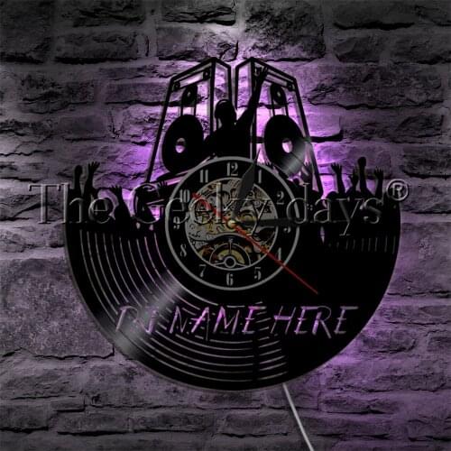 Custom Name DJ Personalized Glowing LED Lamp Music Club Party Wall Clock Modern Design Wall Watch Home Decor Gift For DJ