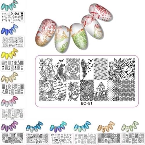 12PCS Rectangle Nail Stamping Plate Animal Plant Flower 6*12cm Template Manicure Nail Art Image Plate