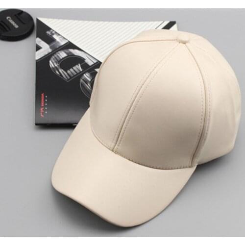 Unisex Faux Leather Hip-Hop Baseball Cap Solid PU Adjustable Sports Hat Outdoors Flat Snapback Caps