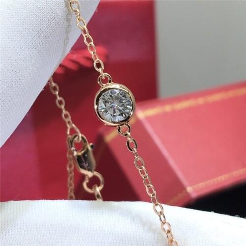 Rose Gold 0.5 Carat Excellent Cut Diamond Test Past D Color Moissanite Bracelet Silver 925 Elegant Chain for Wedding Women Gift