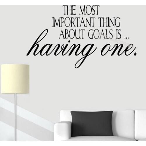 The most important thing about goals is having one Quote Wall Sticker Inspirational Vinyl Decal Office Decor room school EB180