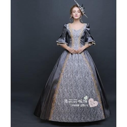 Silver grey lace medieval court ball gown medieval dress Renaissance Gown princess Victorian/Marie Antoinette