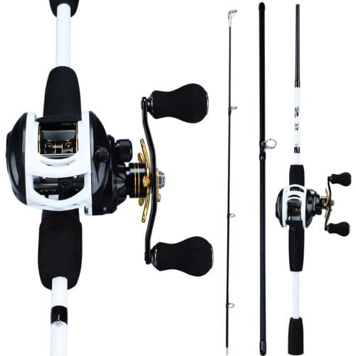 Sougayilang 3 Sections 175CM Lure Fishing Rod and 9+1BB Baitcasting Reel Lure Rod Combo Travel Fishing Sets Pesca