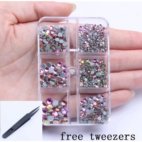 Nail Decorations New Light Gold Rose Color Hotfix Glass Rhinestones Glue Backing Iron On Strass Diamond Perfect Shine
