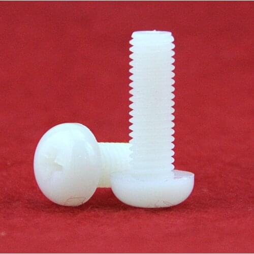 50pcs nylon screw M2 m2.5 m3 m4 white or black Nylon Plastic insulation Phillips Cross Recessed round pan Head Machine Screw