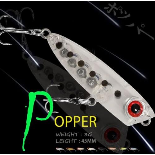 WALK FISH 45MM 3G Popper Pencil Fishing Lure Sinking Janpan Artificial Hard Baits Wobbler Sea Hooks Pike Bass Fishing Tackle