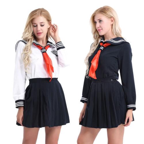 Japanese High School Girl Sailor Uniform Suit Cosplay Costume Dress Long Sleeve Anime Jigoku Shojo Hell Girl Enma Ai Cosplay