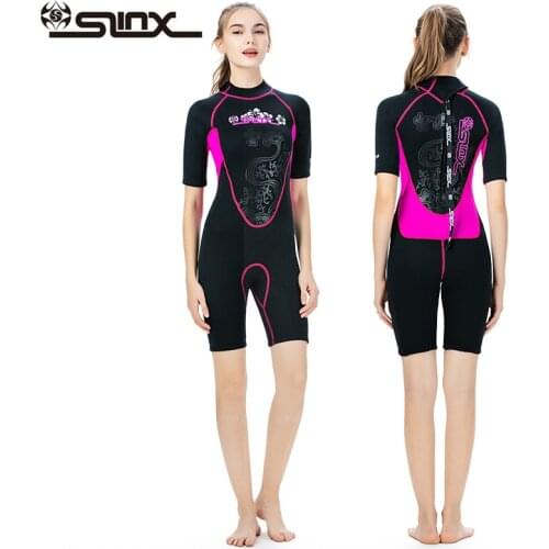 Woman One Piece diving suit 2019 New Fashion Short Sleeve 3mm Conjoined Diving Suit 3mm Women Wetsuit wholesale