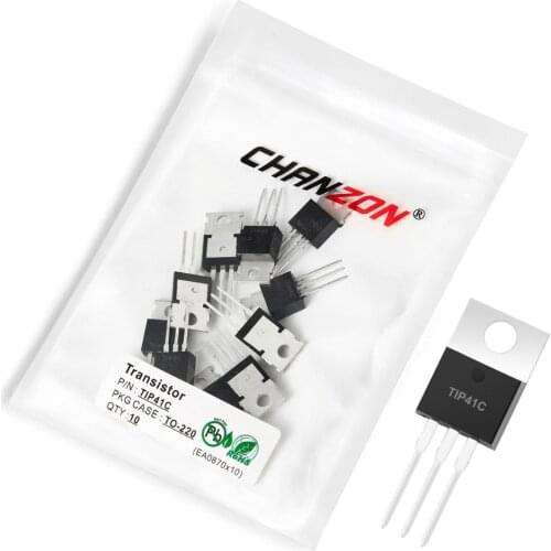 10pcs TIP41C TO-220 NPN Darlington Power Transistor Bipolar Junction BJT Powerful Triode Tube Fets 6A 100V Integrated Circuits