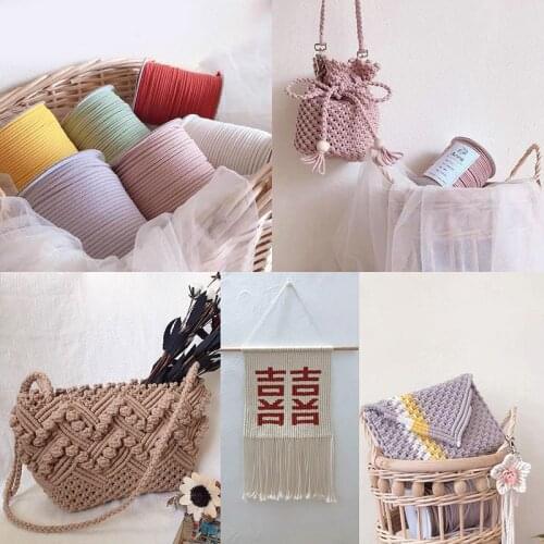 100Meter Colorful Macrame Yarn 3mm Cotton Cord Rope Twisted Macrame String Diy Handmade Crafts Home Textile Wedding Decor
