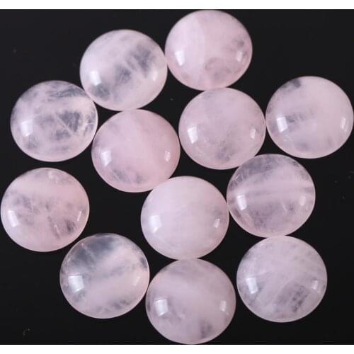 12MM 16MM Round CAB Cabochon Natural Gem Stone Pink Crystal No Drilled Hole Beads For Jewelry Making Bracelet Earring 10Pcs K912