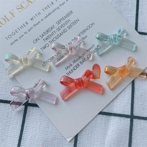 12pcs/lot New Creative Colorful Transparent Acylic Knotbow Resin Charm Connectors For DIY Earrings Jewelry Making Accessories