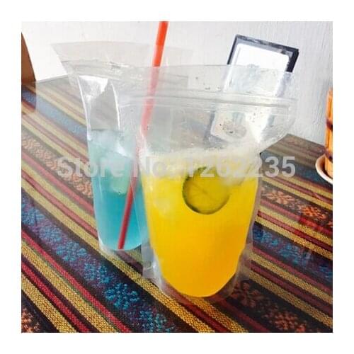 13 * 20 +4 Beverage bags Transparent bags Ziplock 300-500ML drink beverage bags on the spot Wholesale