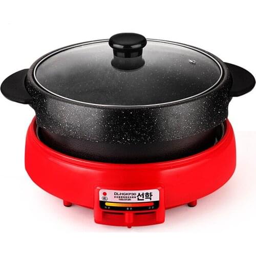 2 in 1 Electric Barbecue Machine Boiled Pot Smokeless Non-stick Baking Pan Multi-function Grilled Barbecue Stove DL-HGKP30