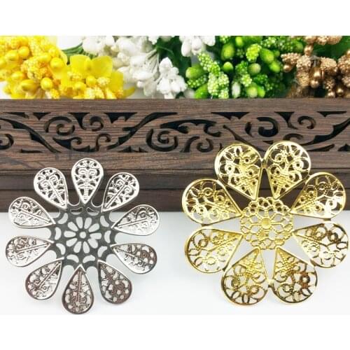 20pcs 60mm Filigree Wraps Metal Charms For Embellishment Scrapbook DIY Jewelry Metal Craft Wraps cosplay Accessories