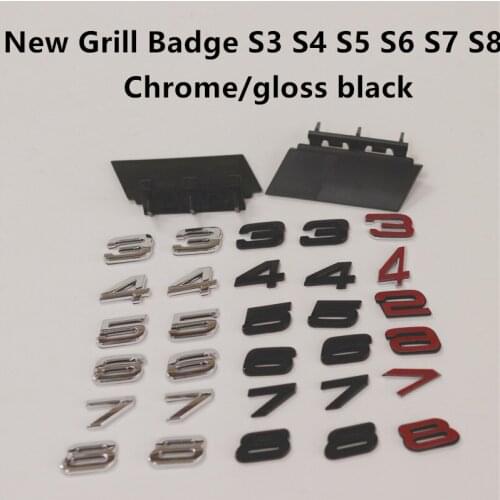 20pcs New Car Grill Badge Front Emblem Chrome Gloss Black Car Parts Sticker With Grey Strong Glue For S3 S4 S5 S6 S7 S8