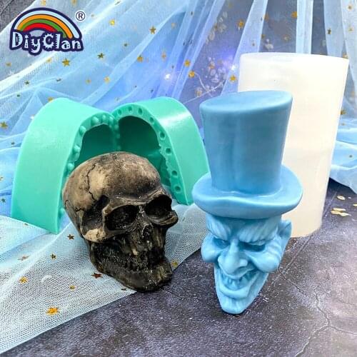3D Halloween Skull Candle Silicone Molds For Chocolate Cake Pudding Jelly Dessert Mold Skeleton Handmade Soap Mould S0504KL