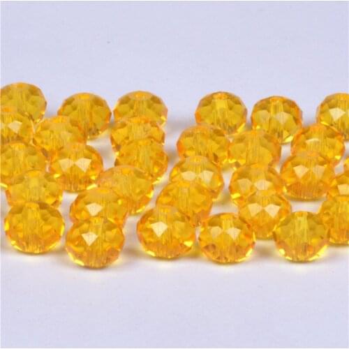 4 6 8MM AA+ Quality Gold Yellow Color Round Faceted Glass String Beads Crystal Rondelles Beads for Jewelry Making