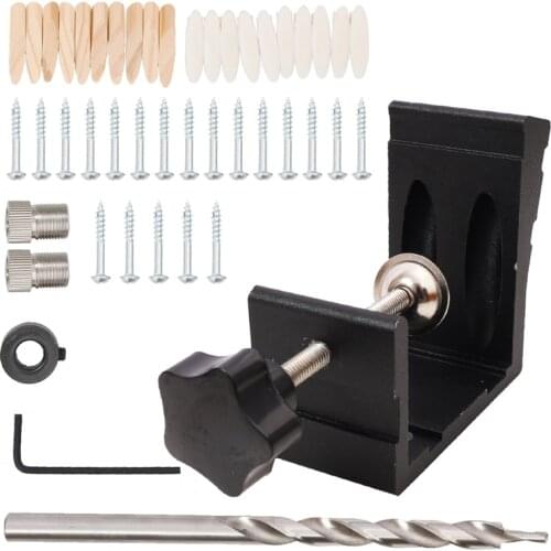 46 Pcs Oblique Hole Locator Pocket Hole Drill Guide Dowel Jig Drilling Kit Sturdy Aluminium Alloy Woodworker DIY Tools
