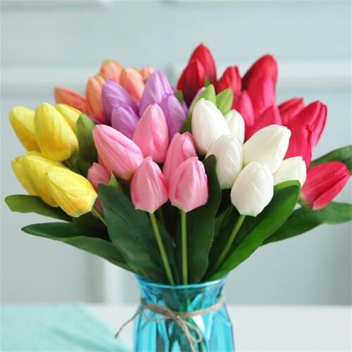 5 Heads Tulip Artificial Flower Real Touch Artificial Bouquet Fake Flower for Wedding Decoration Flowers Home Garen Decor