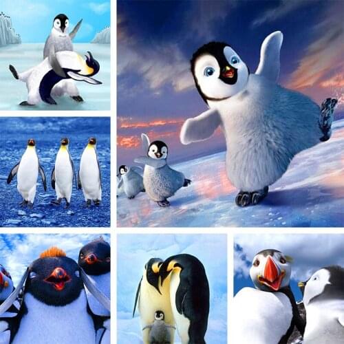 5d Diy Diamond Painting Penguin Animal Diamond Embroidery Cross Stitch Kit Cartoon Diamond Mosaic Wall Home Decoration Gift