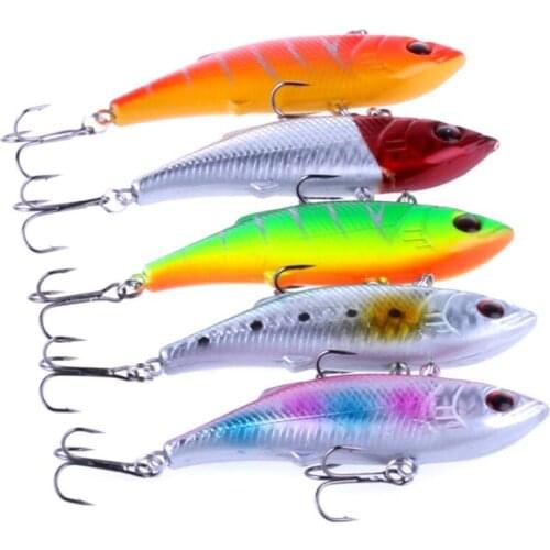 Big Sale 5pcs Rattlin Vibration Fishing Lure Game VIB Tackles 6# Hooks Hard Bass Bait Pesca Fishing Wobbler 7.5cm 10g