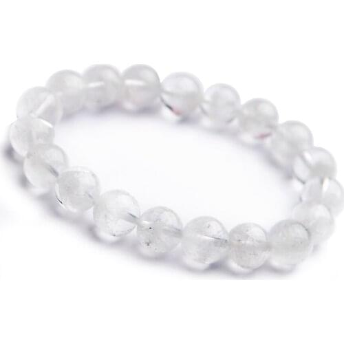 Genuine Natural White Phantom Quartz Bracelet 10mm Healing Crystal Round Bead Stretch Natural Phantom Quartz Bracelet