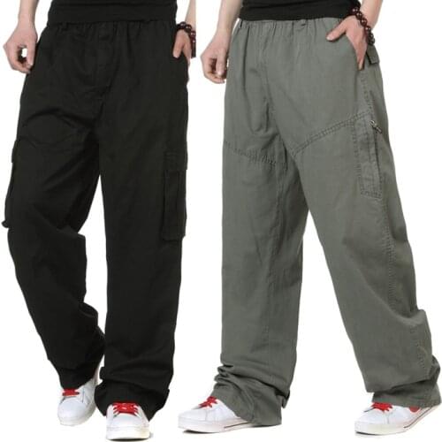 2019 New Arrival Summer Breathable Casual Fashion Mid Waist Elastic Overalls Pants Mens cotton trousers Plus Size XL 2XL-6XL