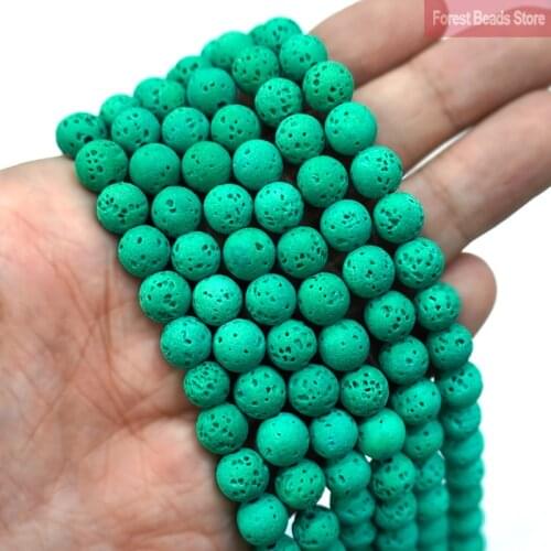 Natural Stone Beads Green Lava Hematite Round Beads For Jewelry Making Volcanic Rock Beads DIY Bracelet Ear Studs 15''4 6 8 10mm