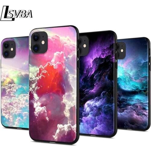 Colorful Clouds Starry Sky For iPhone 12 11 XS Pro Max Mini XR X 8 7 6 6S Plus 5 SE 2020 Black Cover Phone Case