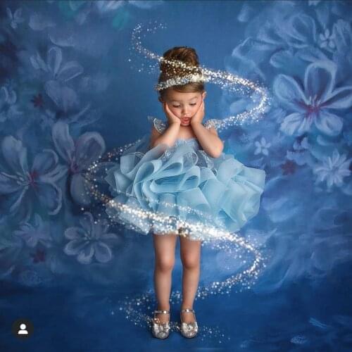 Floral cotton senior photography dark Blue muslin backdrop photoshoot portrait business backdrop headshot background US-130