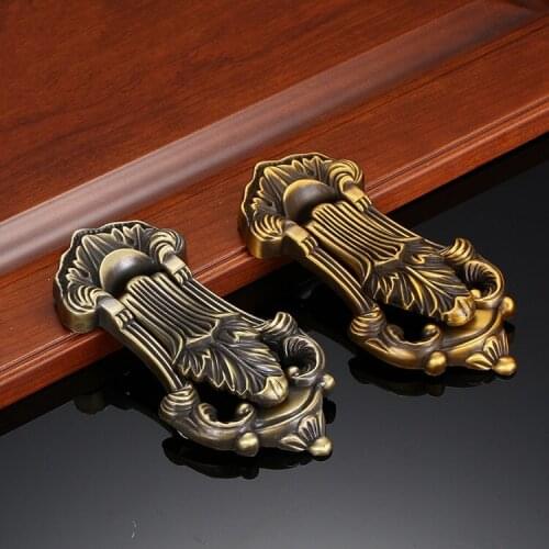 Retro European Carving Door Knocker Antique Door Knock Handle Zinc Alloy Knock Ring Door Knob Pull Furniture Decoration Hardware