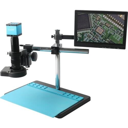 1080P HDMI USB Electronic Digital Microscope Camera 180X/300X C-mount Lens 144 LED Ring Light For Phone PCB Soldering Repair