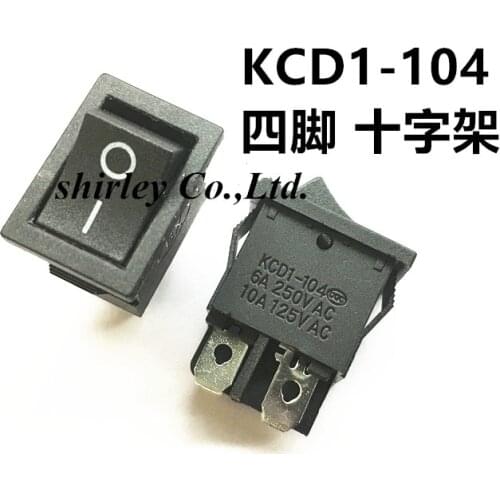 21x15mm KCD1-104 Rocker Switch boat rocker power 6A 250VAC KCD1 switch Black 4 pin 2 terminal 15*21MM