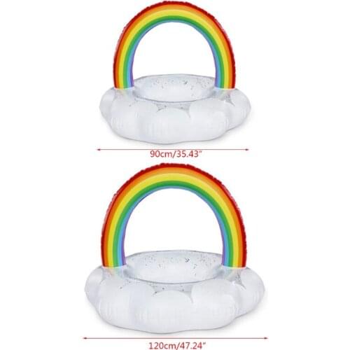 Summer Inflatable Rainbow Clouds Swimming Ring Floating Adult Swimming Circle Q6PD