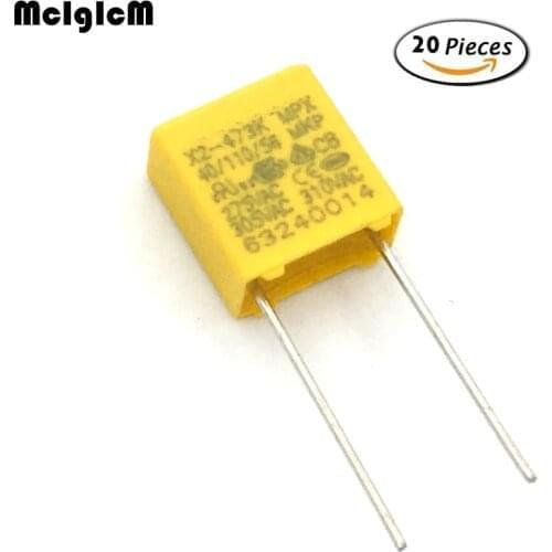 MCIGICM 20pcs capacitor X2 capacitor 275VAC X2 Polypropylene film capacitor 0.047uF 47nF Pitch 7.5mm