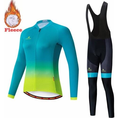 MILOTO Cycling Clothing Long Sleeve Winter Jersey Sets Thermal Fleece Women Bicycle Uniform Breathable Quick Dry Cycling Jersey