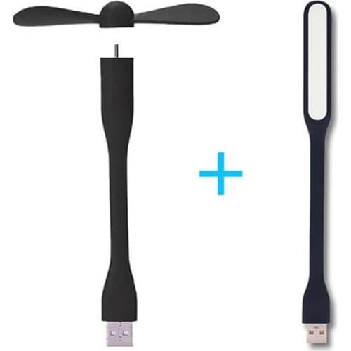 Creative Mini USB Fan Flexible Bendable Cooling Fan and USB LED Light Lamp For Power Bank & Notebook & Computer Summer Gadget