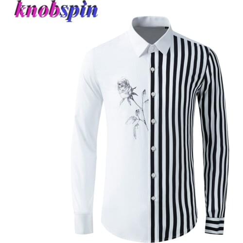 Brand designer Shirt men 2020 Long sleeve Slim Chemise homme high quality Patchwork Chemise homme Plus size 4XL Casual Shirts