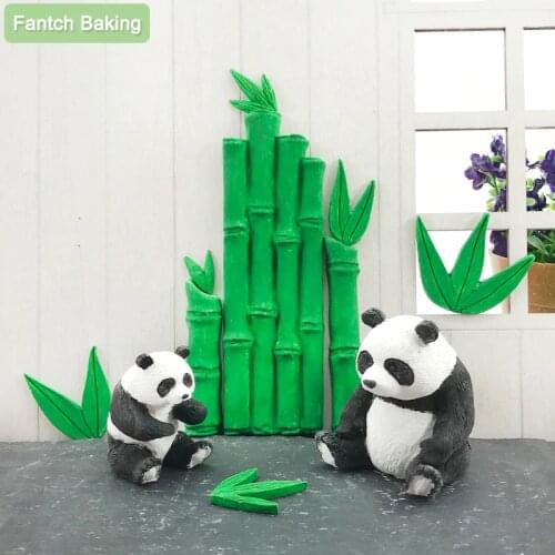 Soft Silicone 3D Mold Sugarcraft Fondant Chocolate Making Bamboo Leaf Panda Mould Cake Bake Decorating Tools Resin Art DIY Form